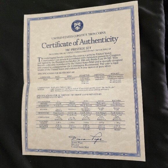 1987 S US Mint Prestige Coin Set with COA and OGP - Picture 9 of 9